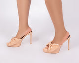 Pu Bow Detail Heels Sandal