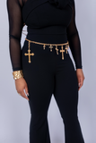 CROSS PANDENT CHAIN BELT WITH RHINESTONE ACCENTS